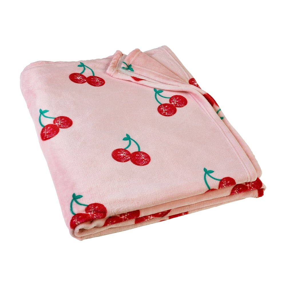 Ružová deka z mikroplyšu 200x240 cm Disco Cherries – Catherine Lansfield