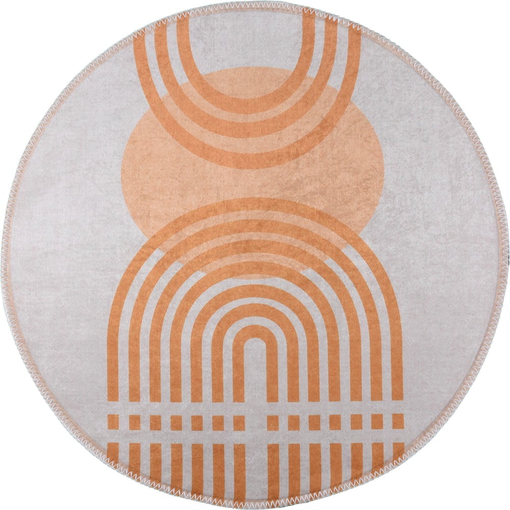 Oranžový/sivý prateľný okrúhly koberec ø 160 cm Arch – Vitaus