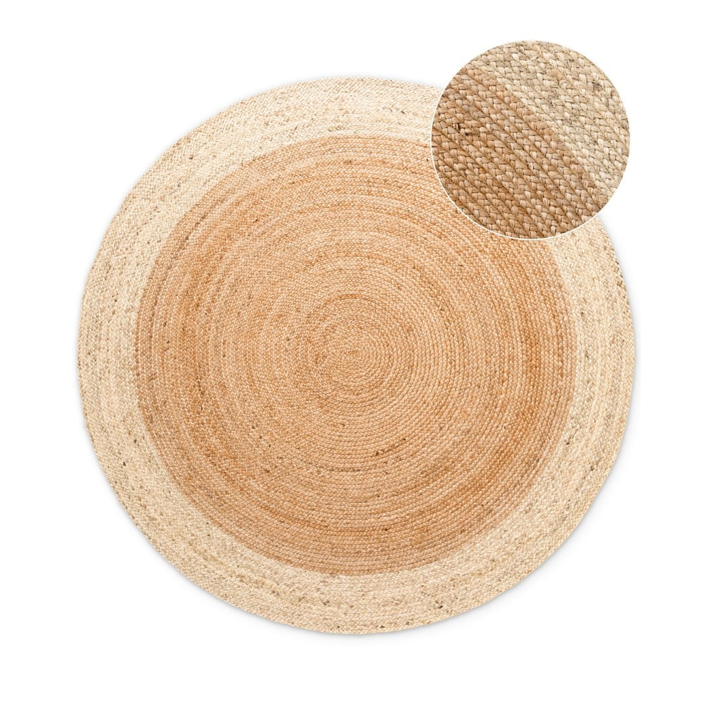 Obojstranný/ručne tkaný jutový okrúhly koberec v prírodnej farbe ø 100 cm Jutta Gold – Hanse Home