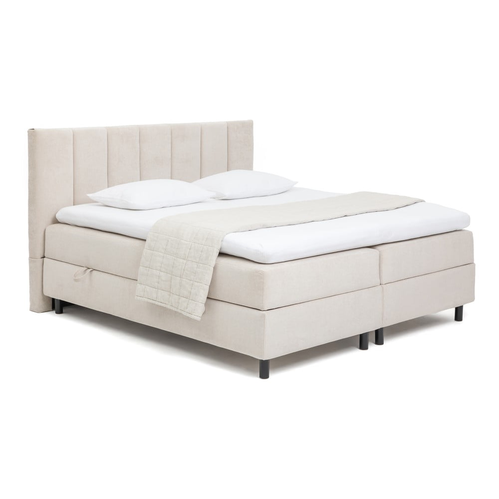 Béžová boxspring posteľ s úložným priestorom 160x200 cm Elva Bold Line – Bonami Selection
