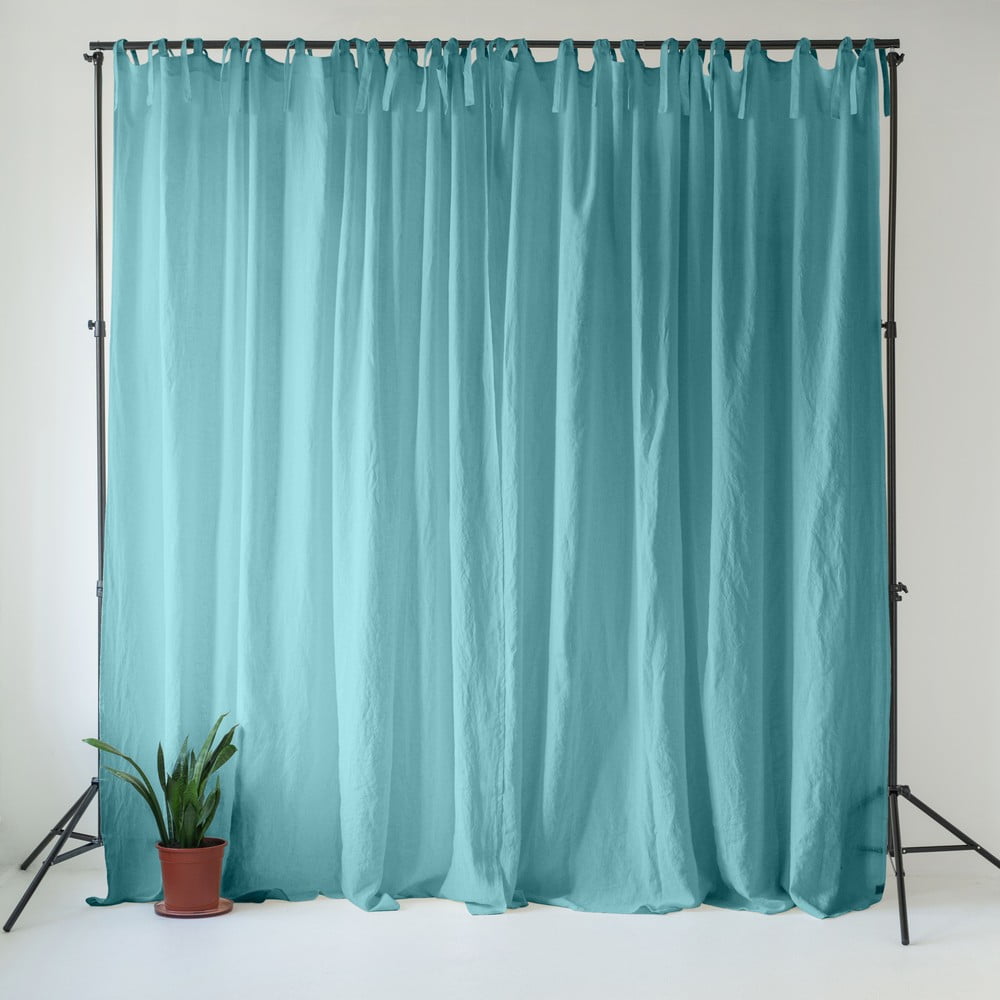 Tyrkysový ľanový záves 140x200 cm Coastal Blue – Linen Tales