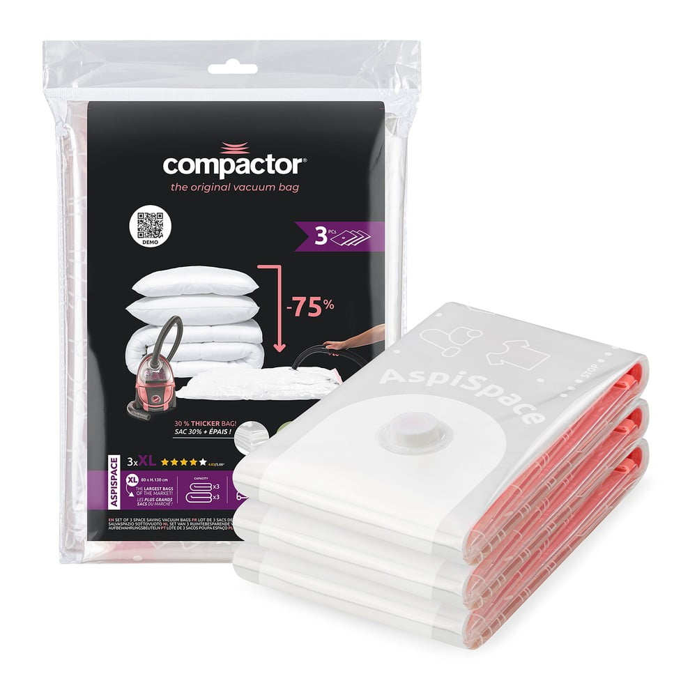 Vákuové vrecia v súprave 3 ks Vacuum XL – Compactor