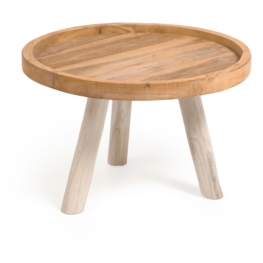 Okrúhly konferenčný stolík z tíkového dreva v prírodnej farbe ø 55 cm Glenda – Kave Home