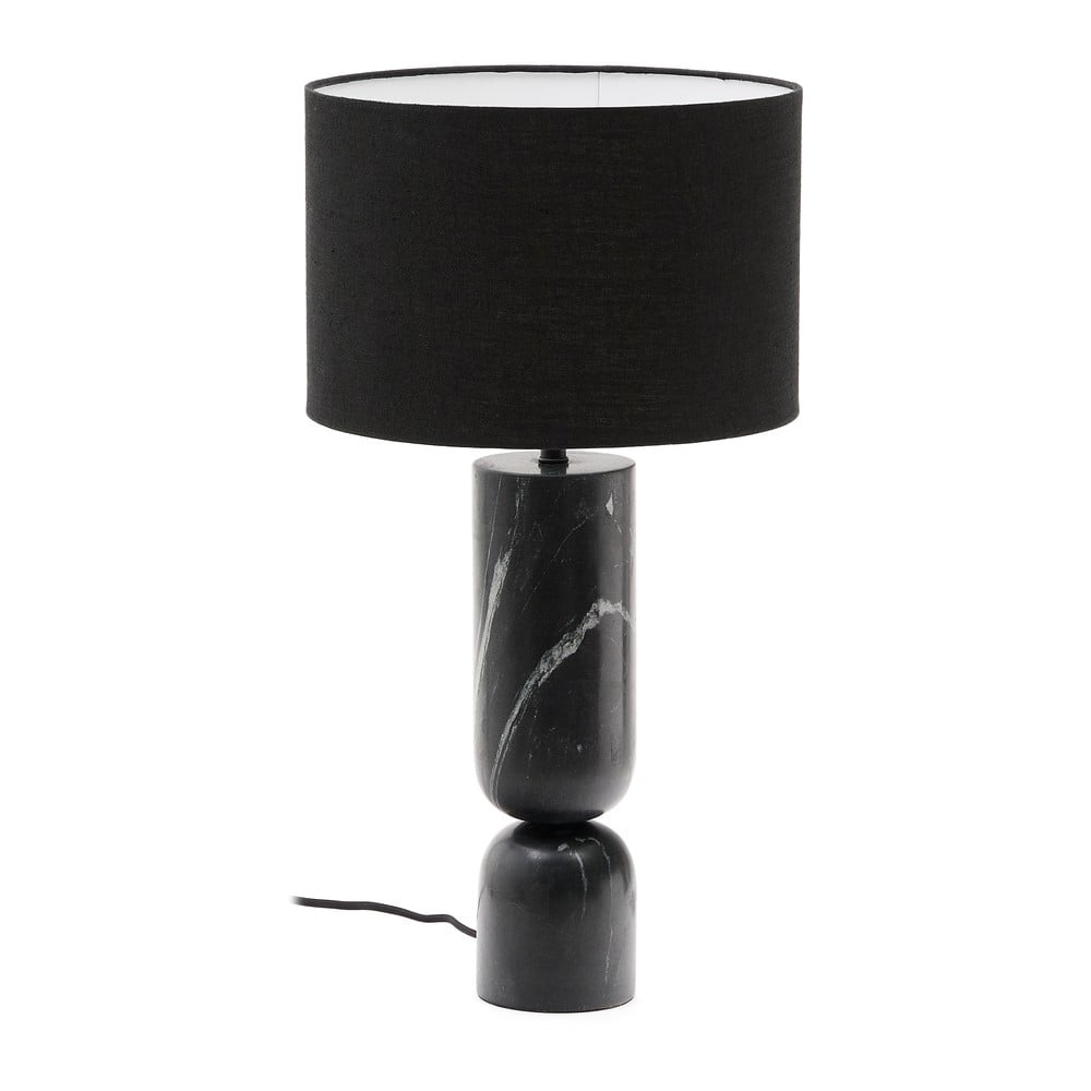 Čierna mramorová stolová lampa s textilným tienidlom (výška 57 cm) Vex – Kave Home
