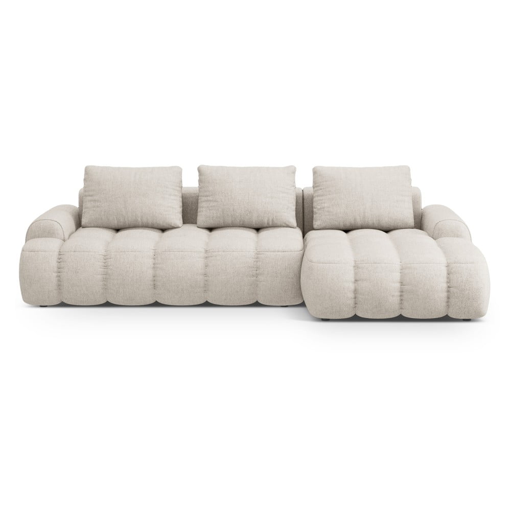 Béžová rozkladacia/s úložným priestorom rohová pohovka (pravý roh/s leňoškou) Linz – Cosmopolitan Design