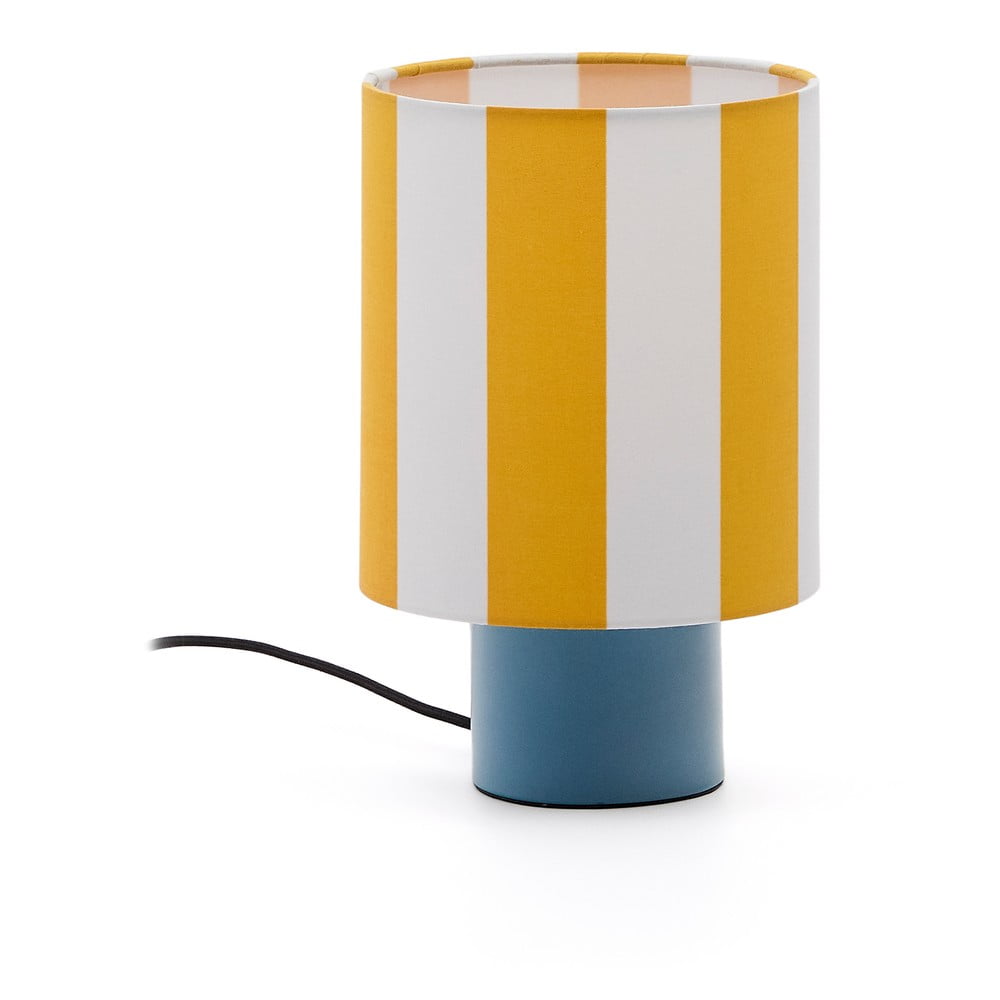 Žltá/modrá stolová lampa s textilným tienidlom (výška 25 cm) Ciral – Kave Home