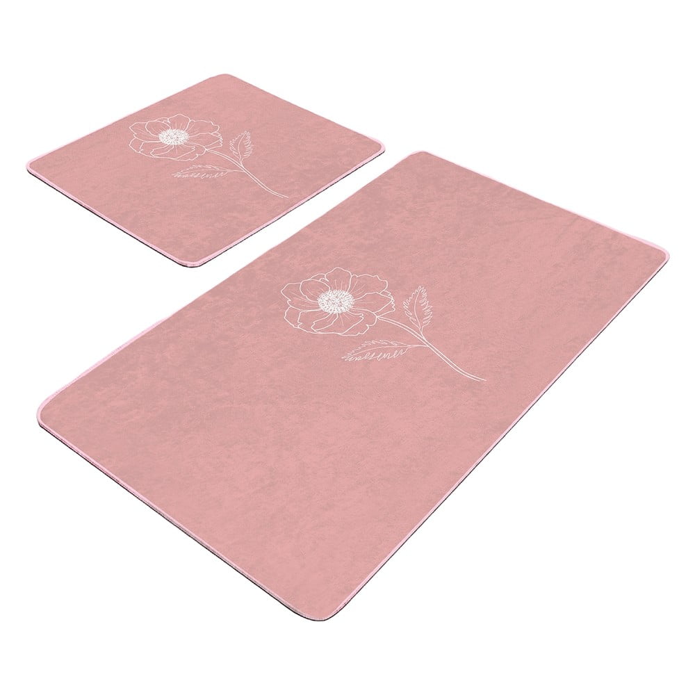 Ružové zamatové kúpeľňové predložky v súprave 2 ks 60x100 cm – Mila Home