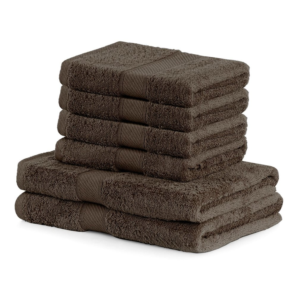 Set 2 tmavohnedých osušiek a 4 uterákov DecoKing Bamby