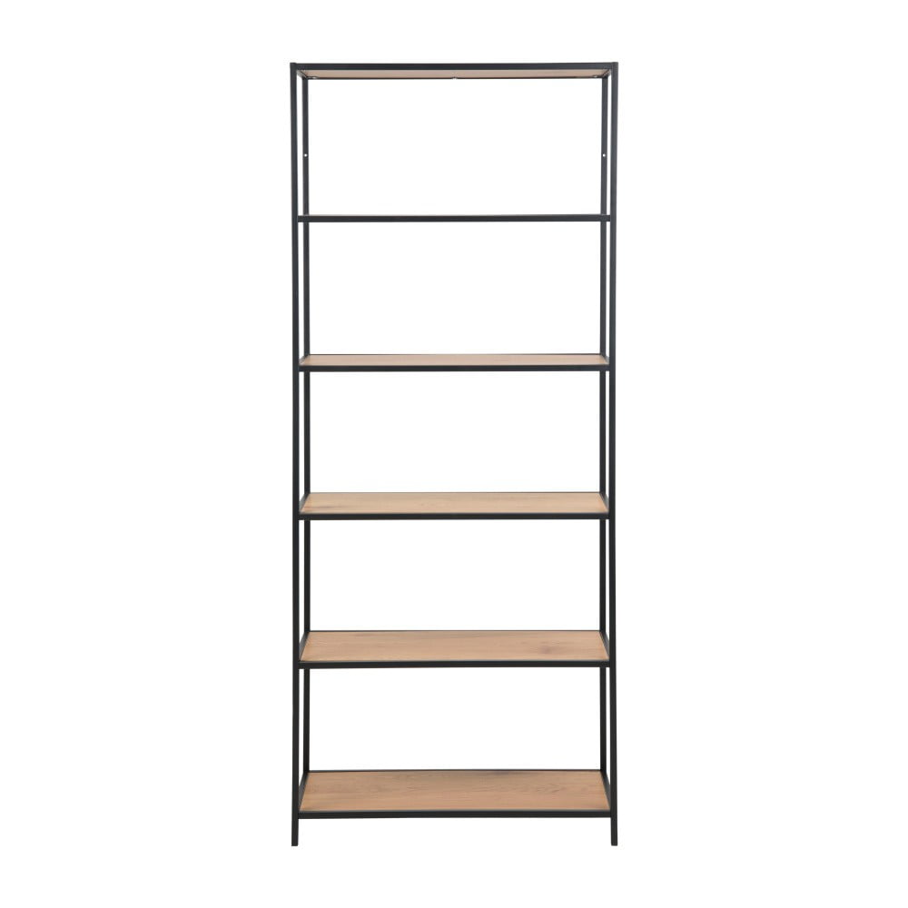 Regál v dekore duba v čierno-prírodnej farbe 77x185 cm Seaford – Actona