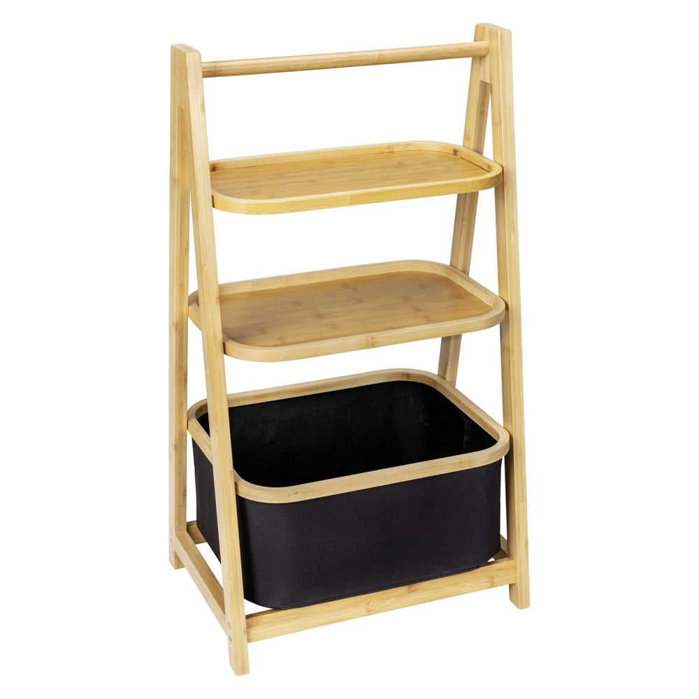 Čierny/prírodný bambusový kúpeľňový regál 44x80 cm Ecori - Wenko