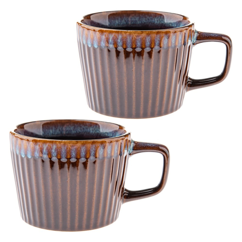 Modré/hnedé kameninové hrnčeky v súprave 2 ks na cappuccino 190 ml Tone – Dakls