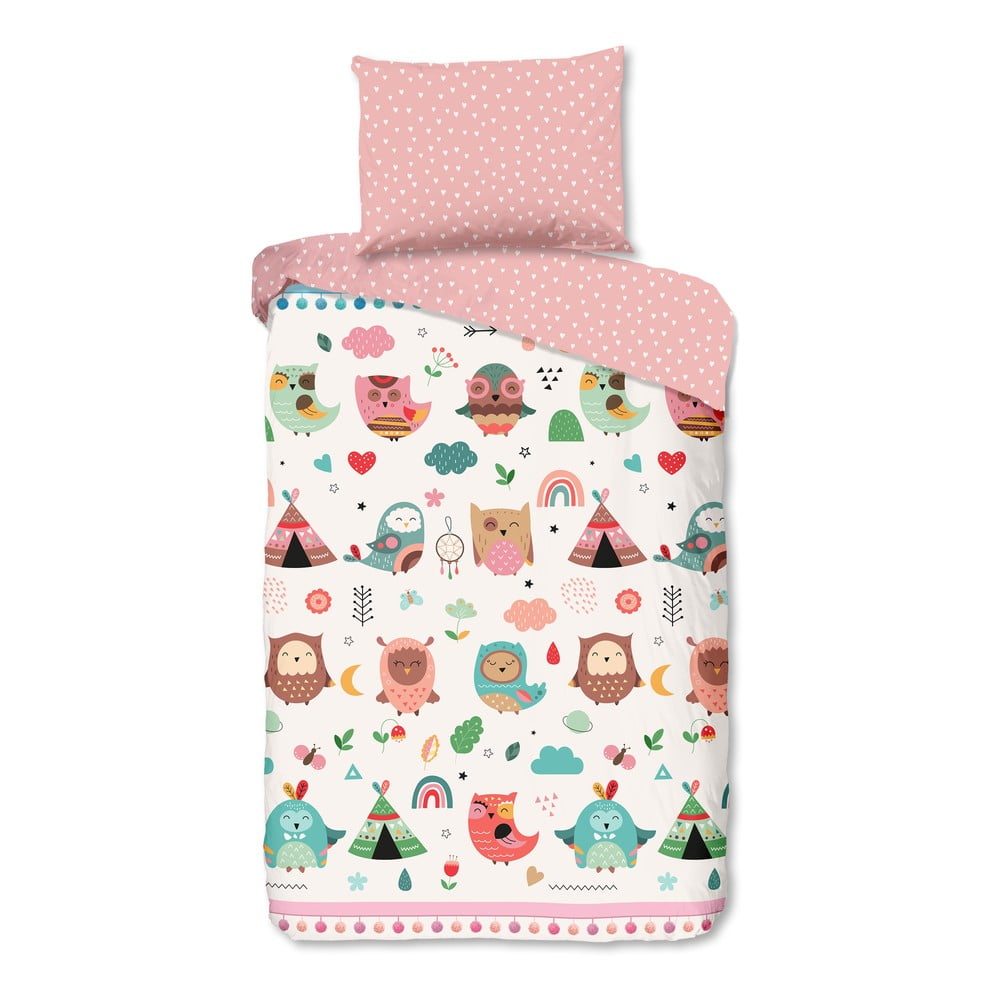 Ružové bavlnené detské obliečky na jednolôžko 140x200 cm Wise – Good Morning