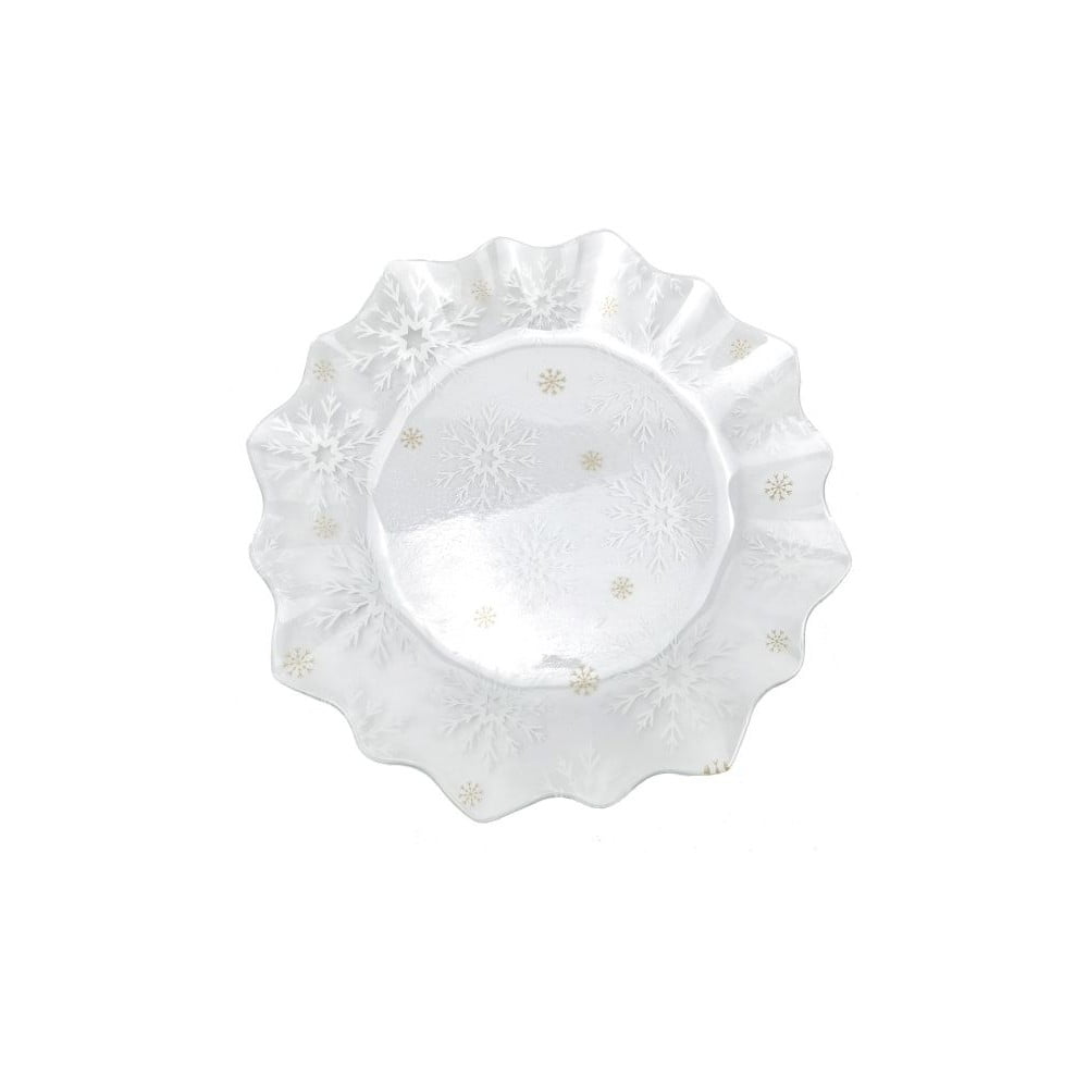 Servírovací sklenený tanier s vianočným motívom ø 19