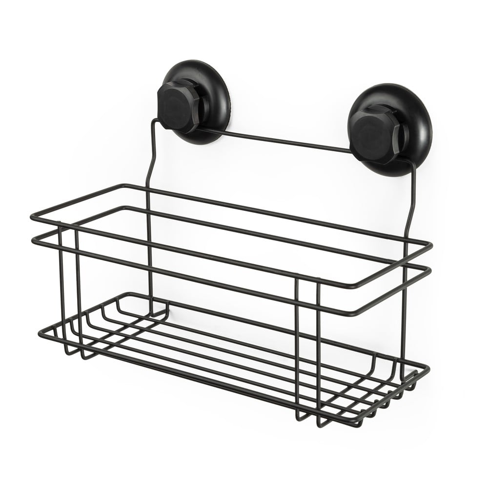 Čierna samodržiaca nástenná kúpeľňová polička Compactor Bestlock Black All Purpose Holder