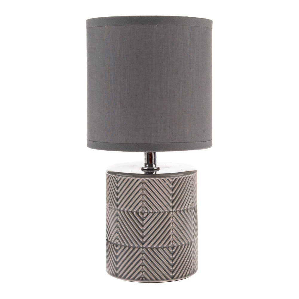 Sivá stolová lampa s textilným tienidlom (výška 27 cm) – Dakls