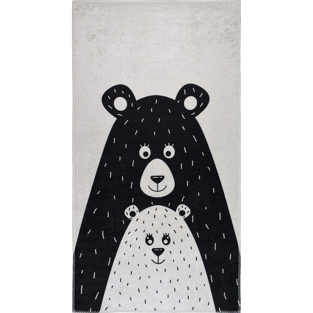 Čierno-biely prateľný detský koberec 160x230 cm Bear Family – Vitaus