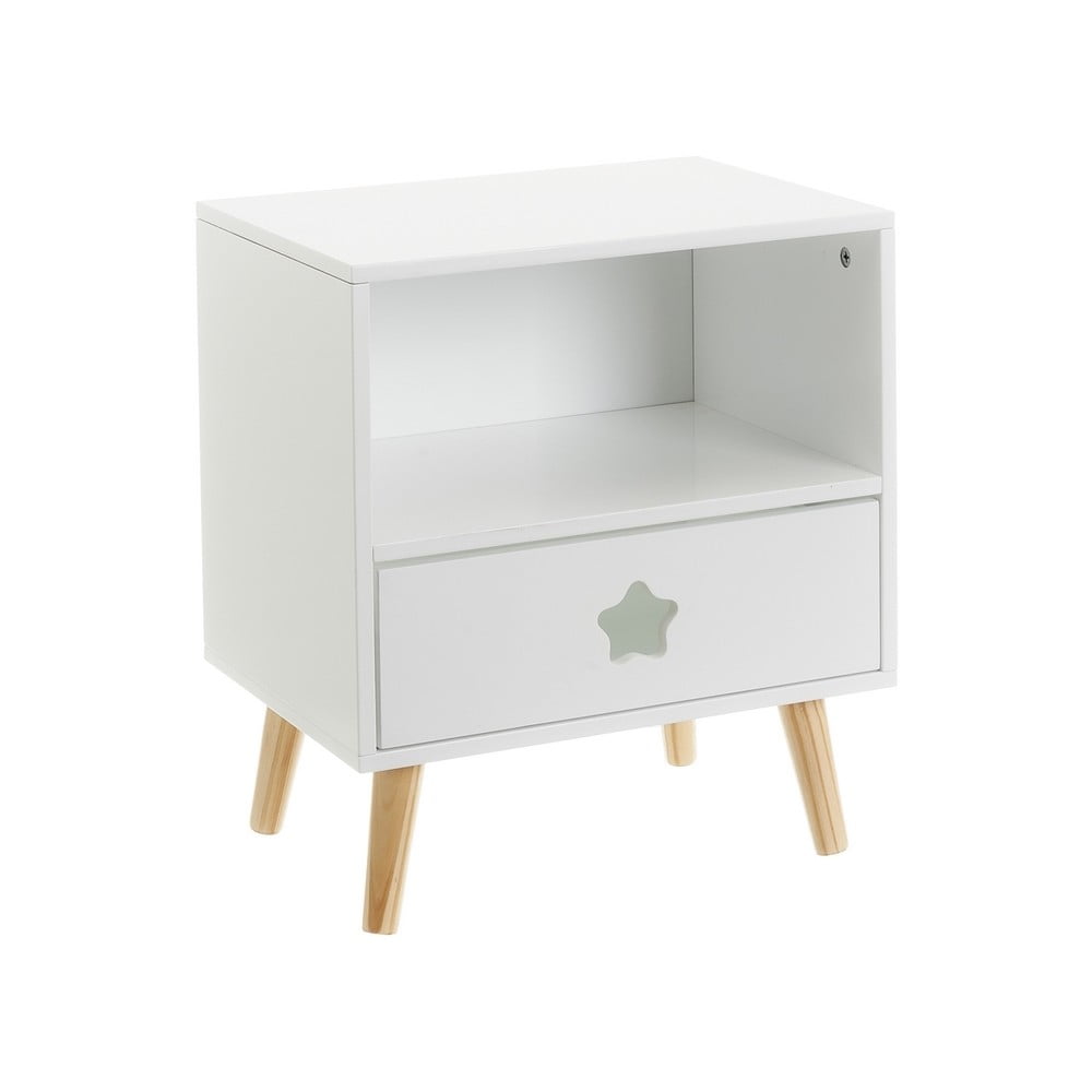 Biely detský nočný stolík s poličkami – Casa Selección