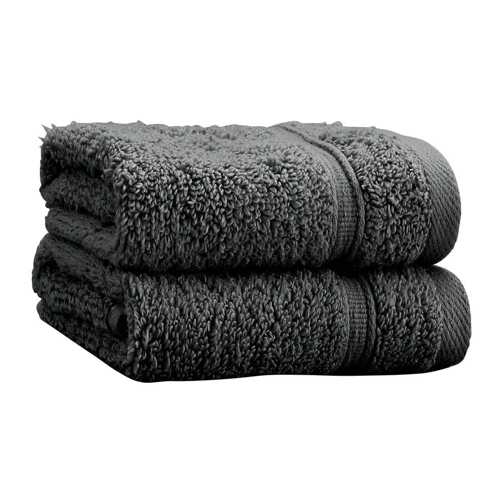 Tmavosivé froté bavlnené uteráky v súprave 2 ks 30x30 cm Zero Twist – Catherine Lansfield