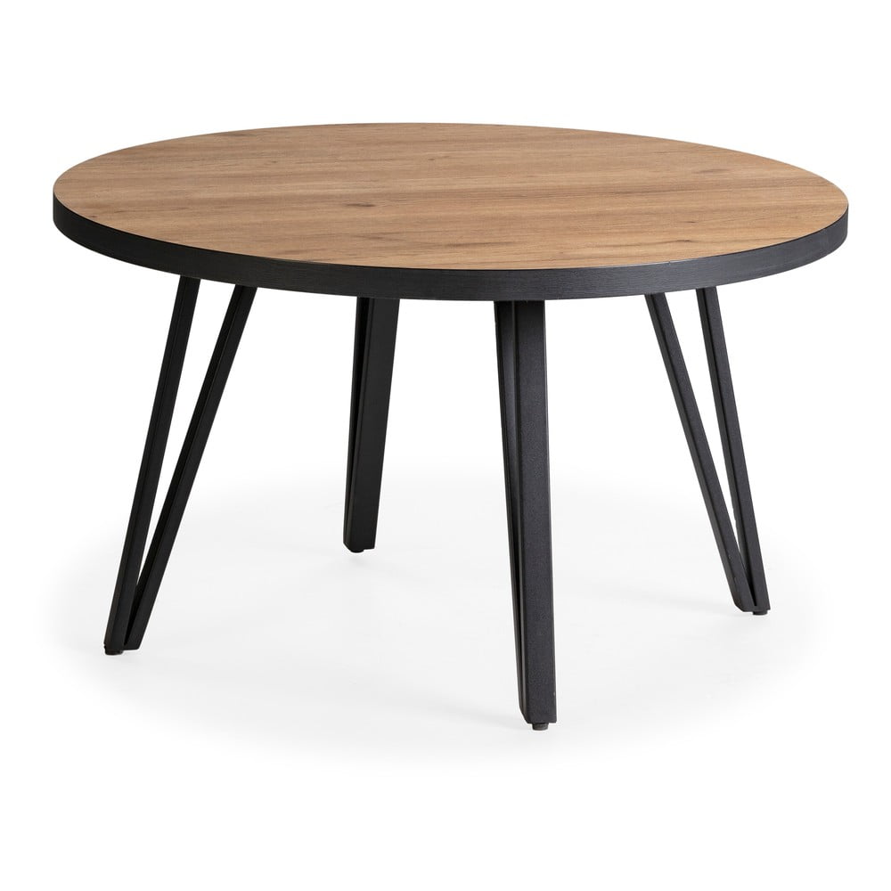 Okrúhly konferenčný stolík v čiernej a prírodnej farbe s doskou v dubovom dekore ø 80 cm Sindi – Marckeric