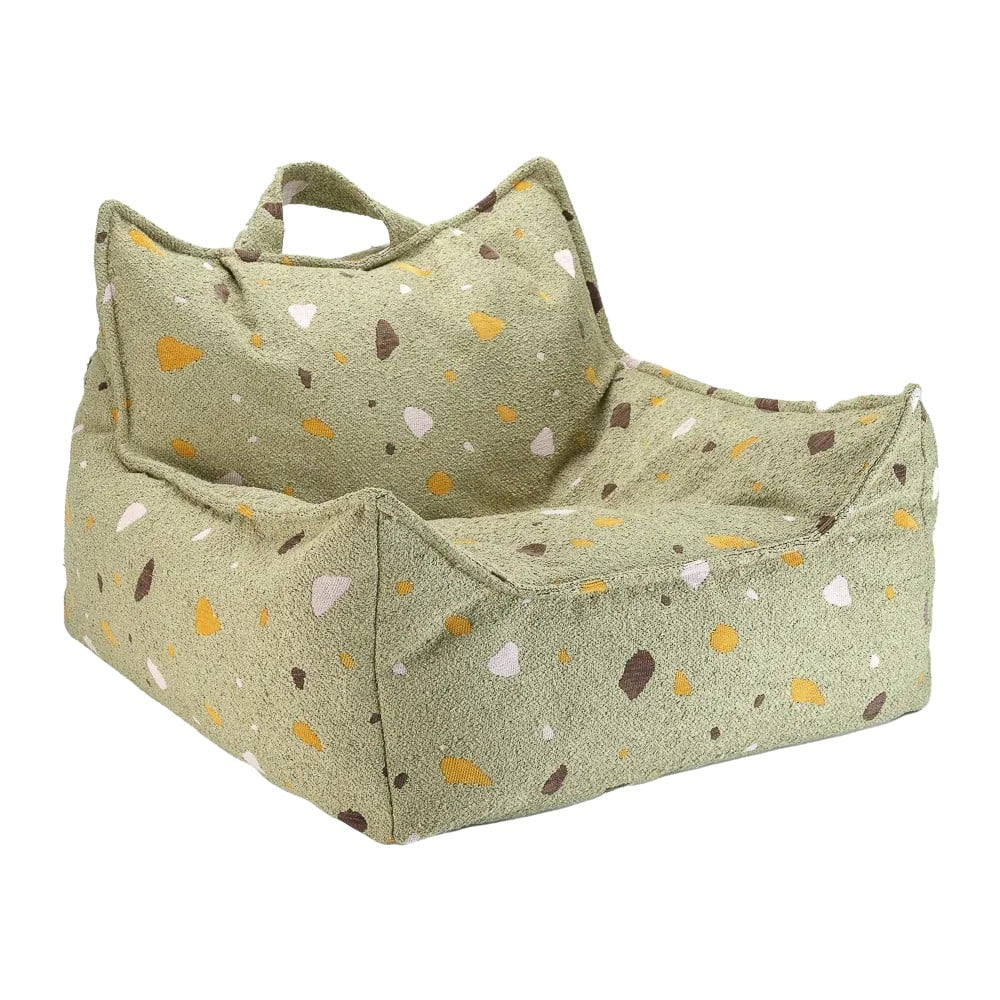 Zelený detský sedací vak z textílie buklé/ženilkový Terrazzo Chair – Wigiwama