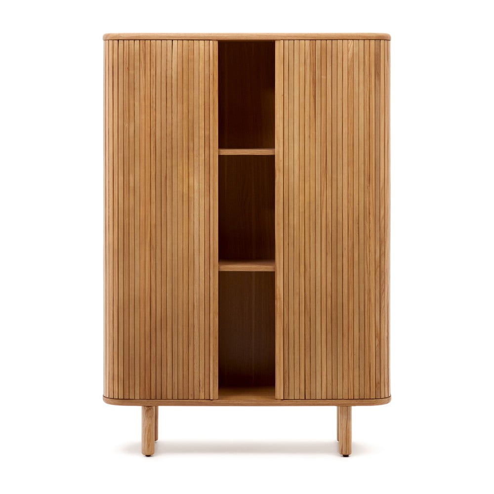 Skrinka v dekore jaseňa s posuvnými dverami v prírodnej farbe 110x160x40 cm Mailen – Kave Home