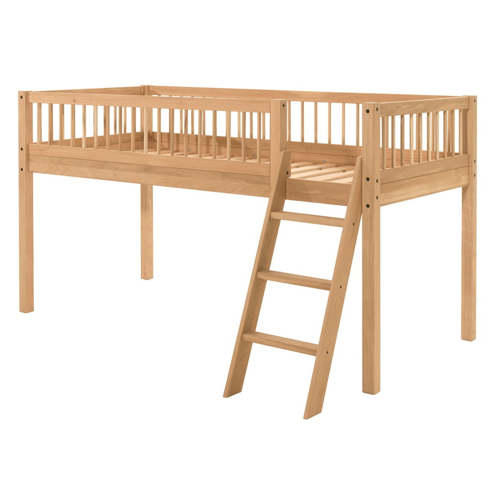 Vyvýšená detská posteľ z dubového dreva v prírodnej farbe 90x200 cm Forrest – Vipack