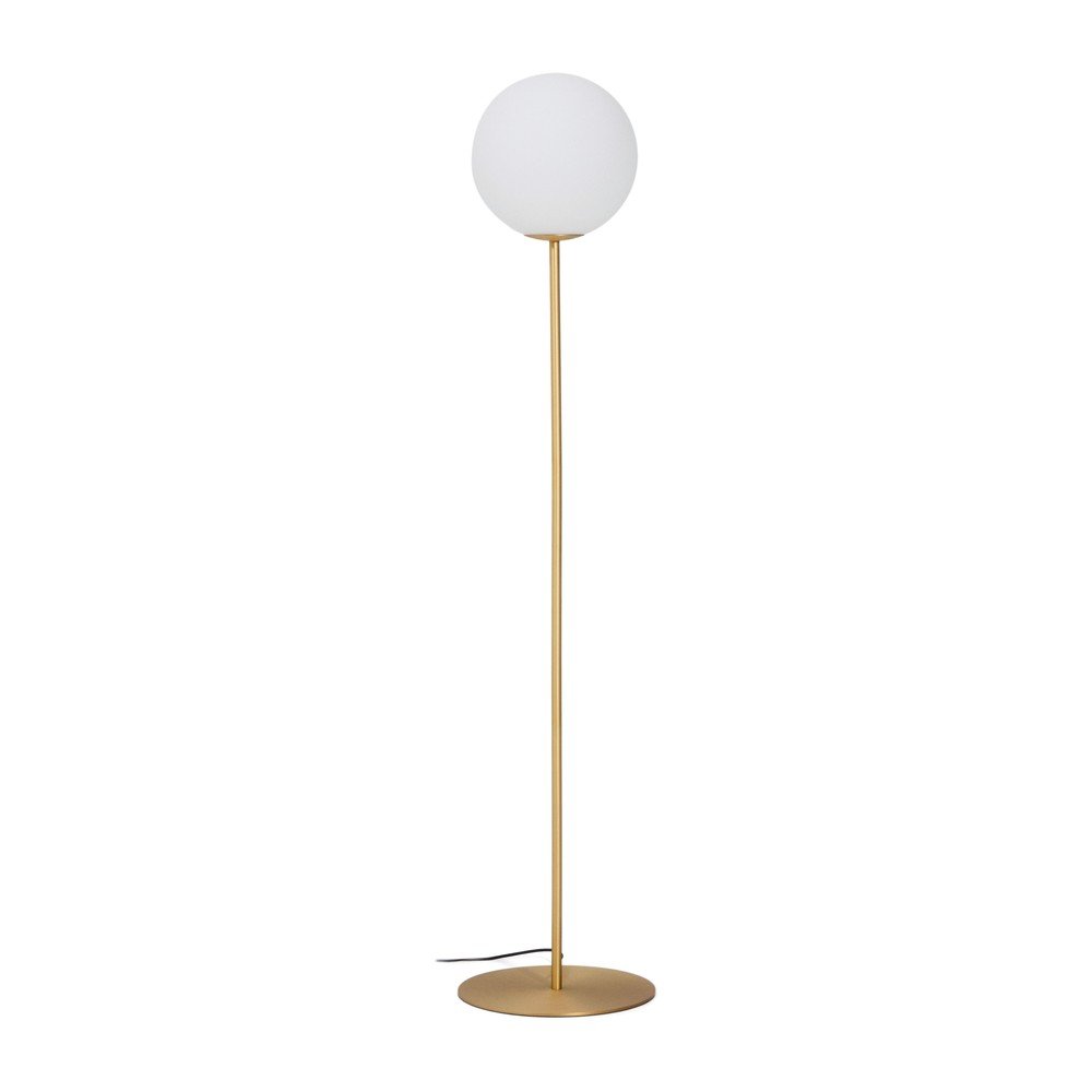 Biela/v zlatej farbe stojacia lampa so skleneným tienidlom (výška  165 cm) Brisia – Kave Home