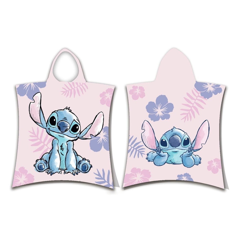 Svetloružové bavlnené detské pončo Lilo and Stitch – Jerry Fabrics