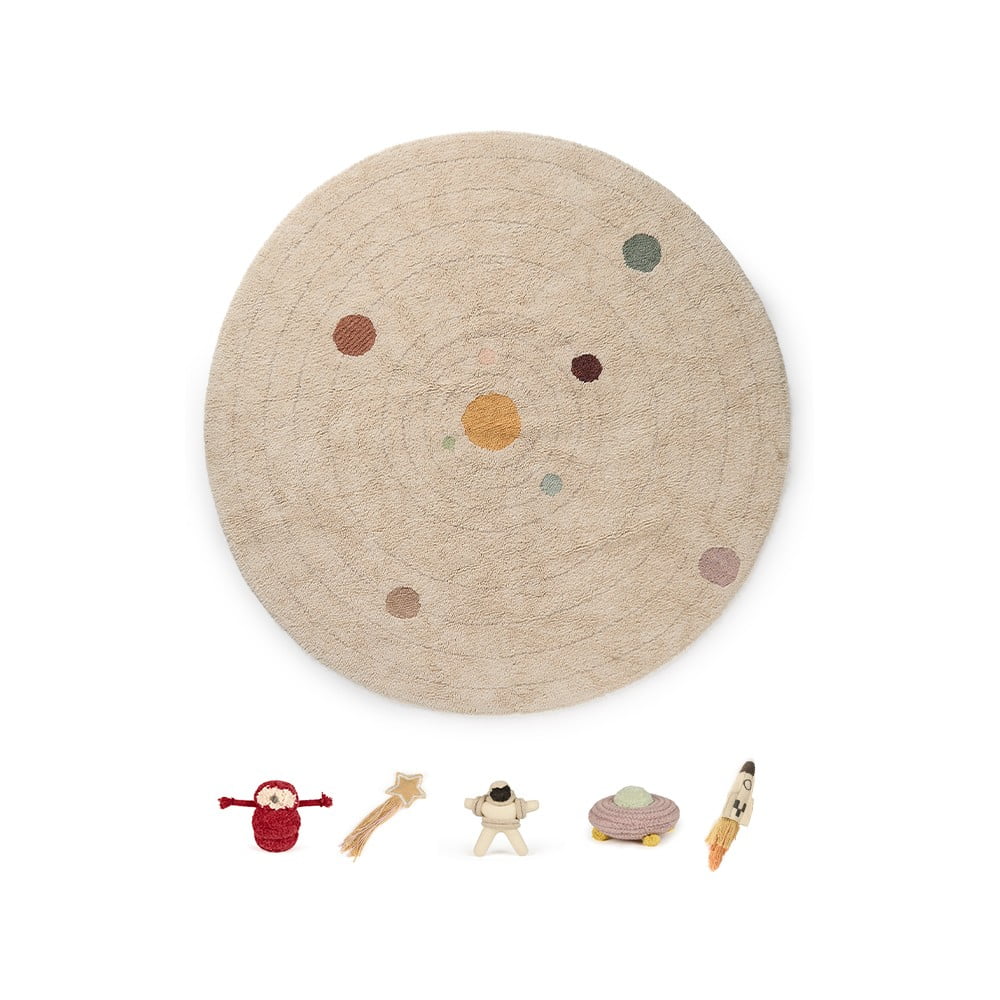 Béžový bavlnený detský hrací koberec ø150 cm Solar System – Lorena Canals