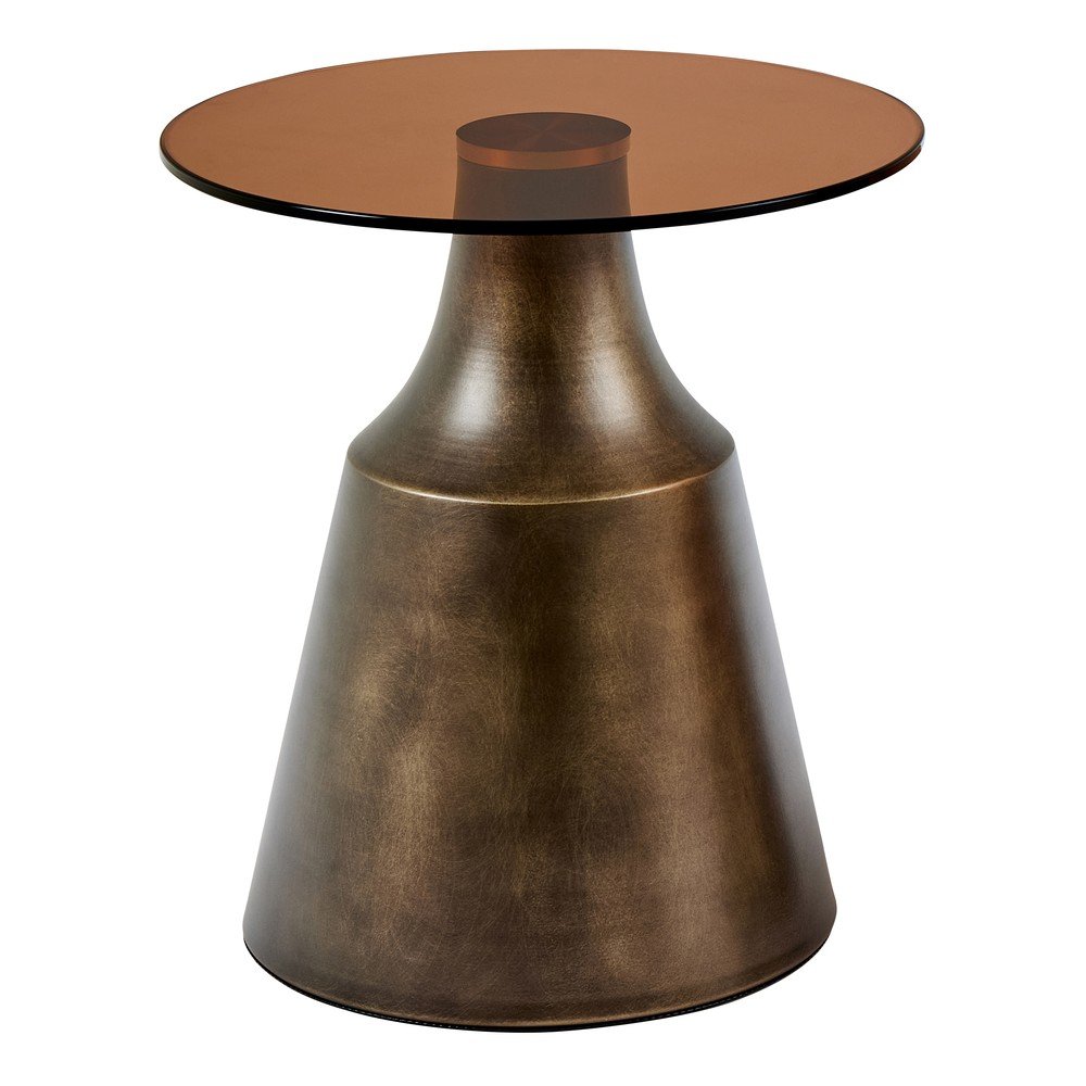 Hnedý oceľový okrúhly konferenčný stolík ø 45 cm Dunsley – Actona