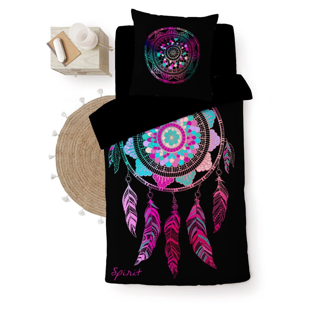 Čierne bavlnené obliečky na jednolôžko 140x200 cm Porte Bonheur – douceur d'intérieur