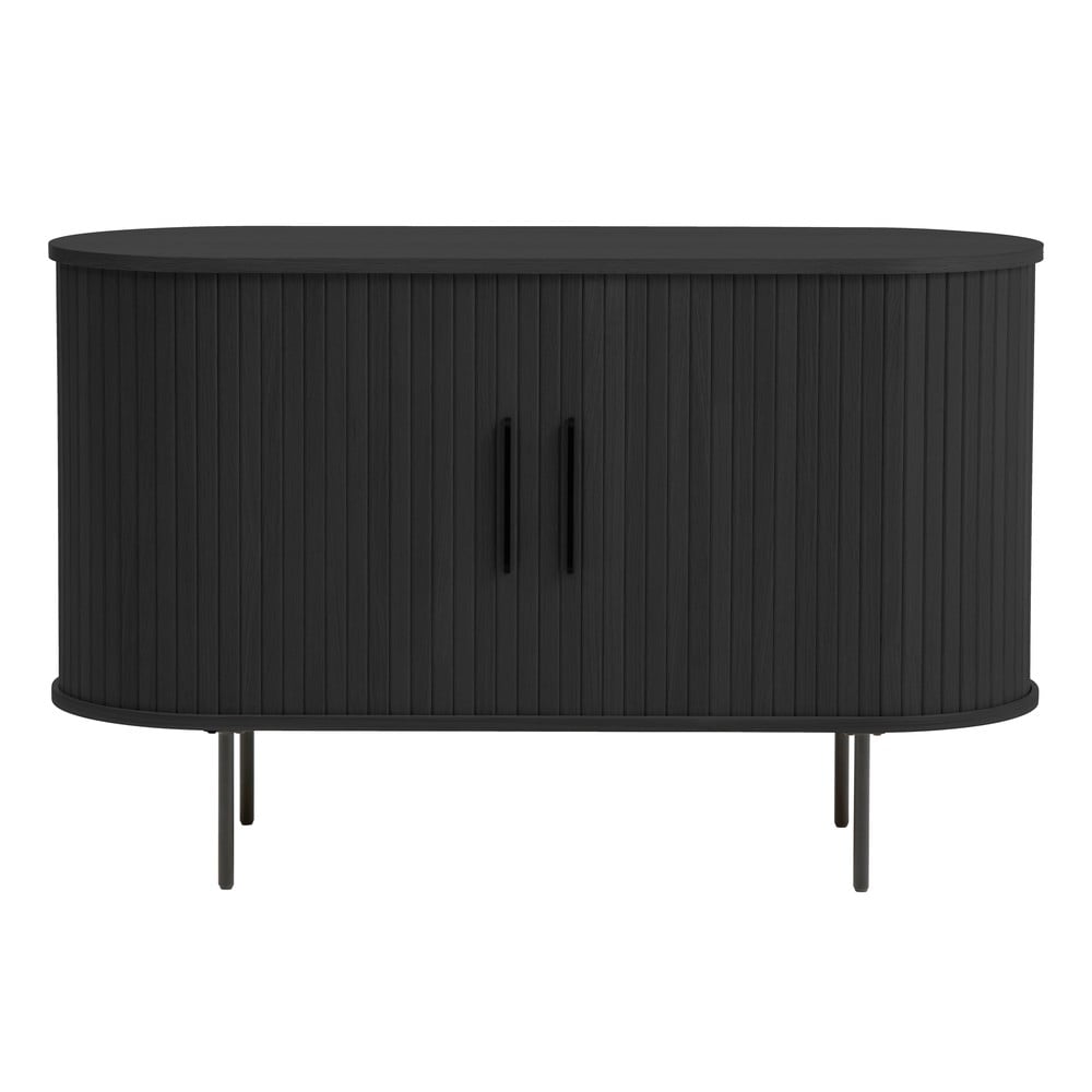 Čierna komoda v dekore duba s posuvnými dverami 120x76x45 cm Nola – Unique Furniture