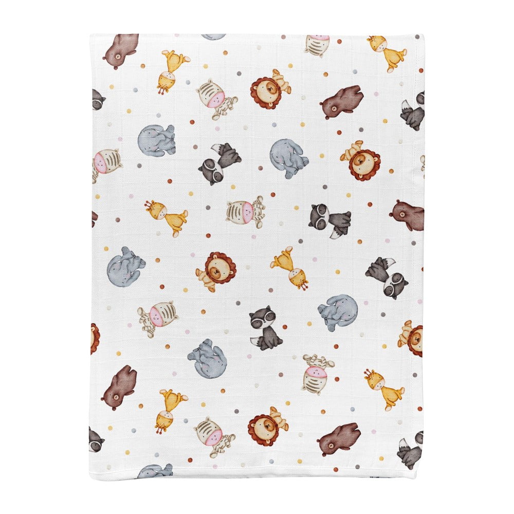Biela mušelínová detská deka 75x100 cm Zoo – Mijolnir