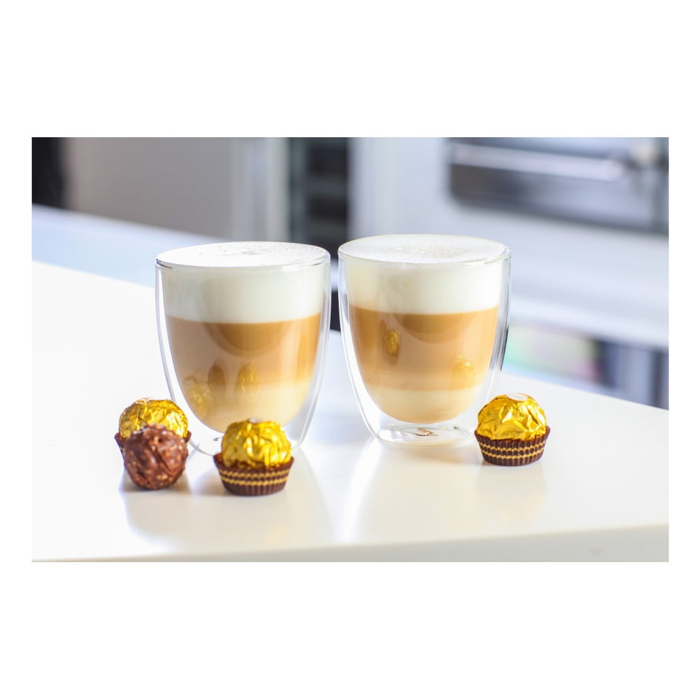 Dvojstenné/na latte sklenené hrnčeky v súprave 2 ks 320 ml Amo – Vialli Design
