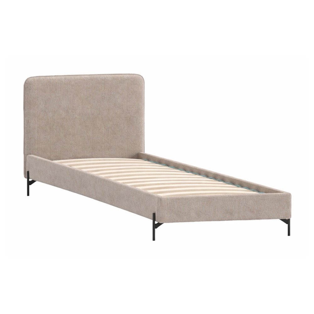 Svetlohnedá čalúnená jednolôžková posteľ s roštom 90x200 cm Barker – Ropez