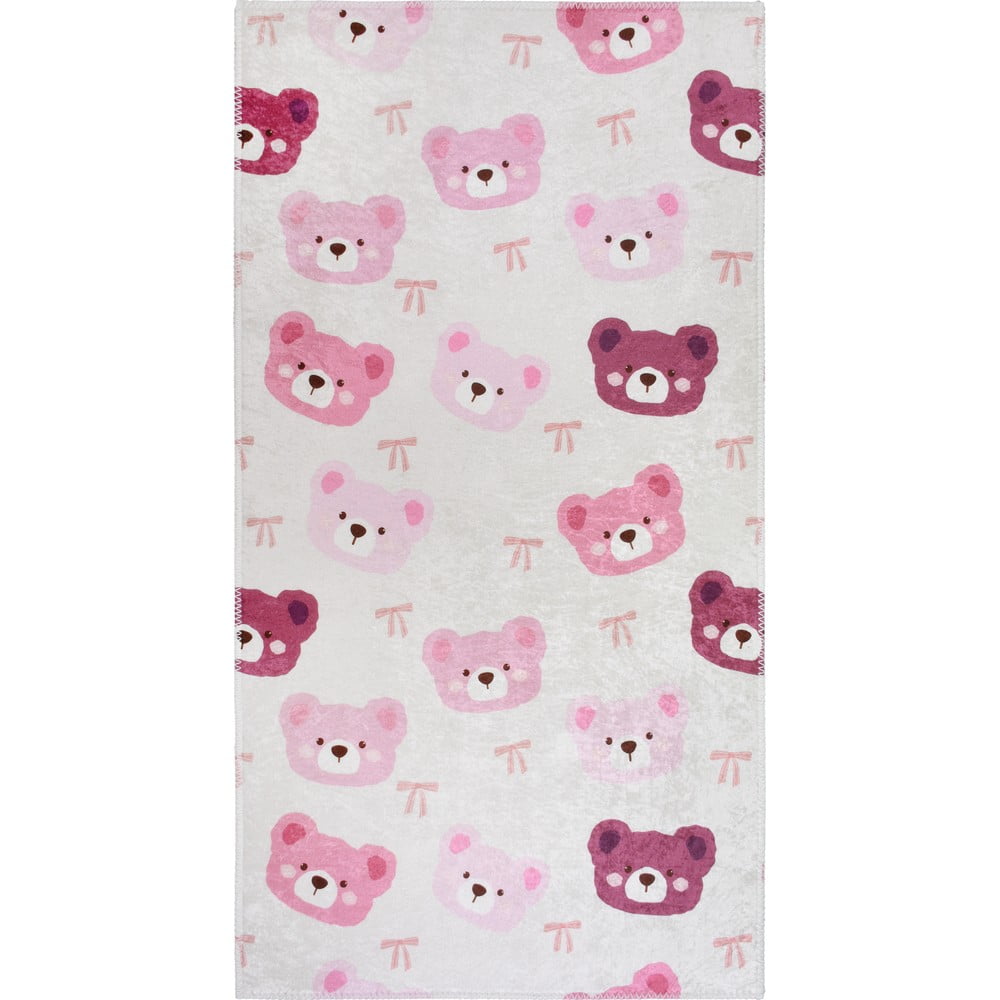 Ružový/slonovinový prateľný detský koberec 120x180 cm Cute Teddies Pink – Vitaus
