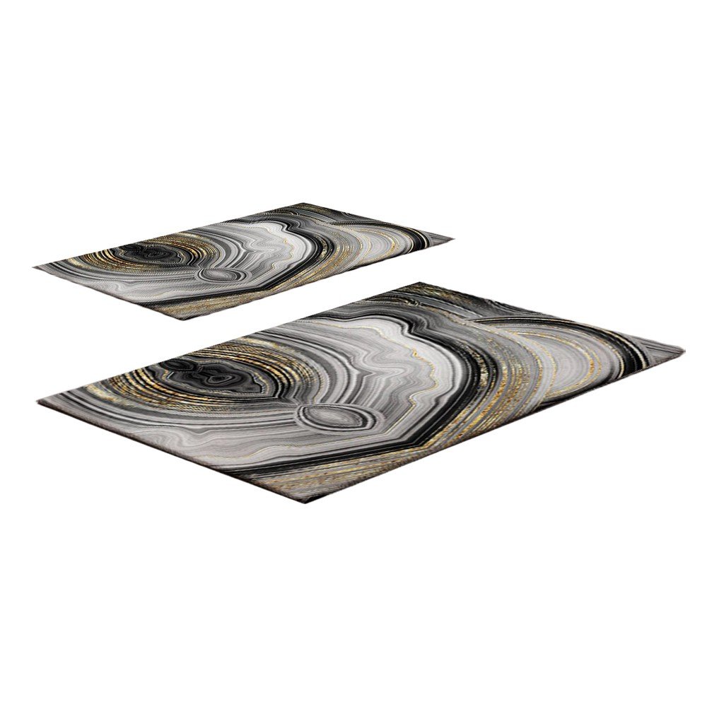 Sivé/v zlatej farbe kúpeľňové predložky v súprave 2 ks 60x100 cm CT – Foutastic