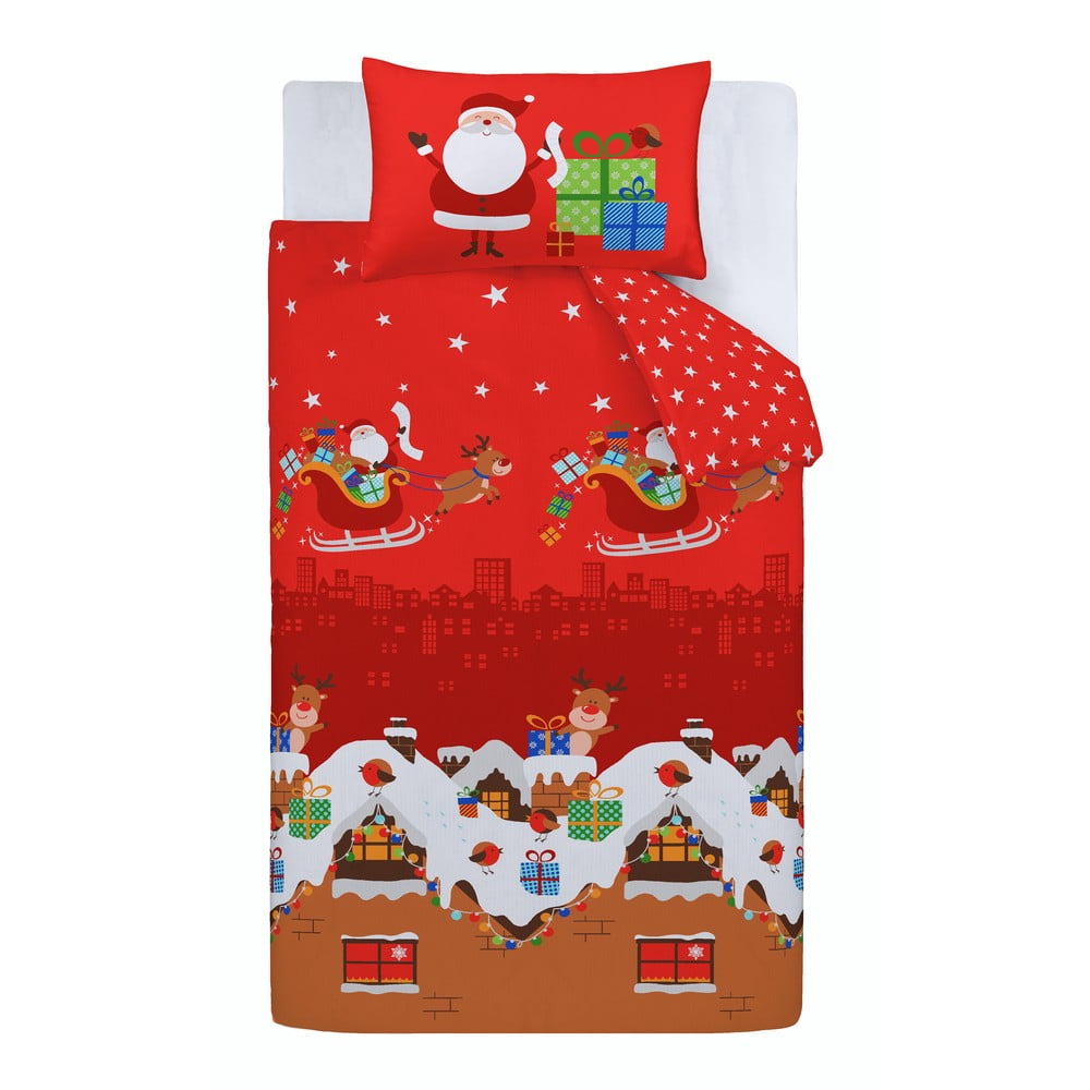 Červené detské obliečky do postieľky 120x150 cm Santa's Christmas Presents – Catherine Lansfield