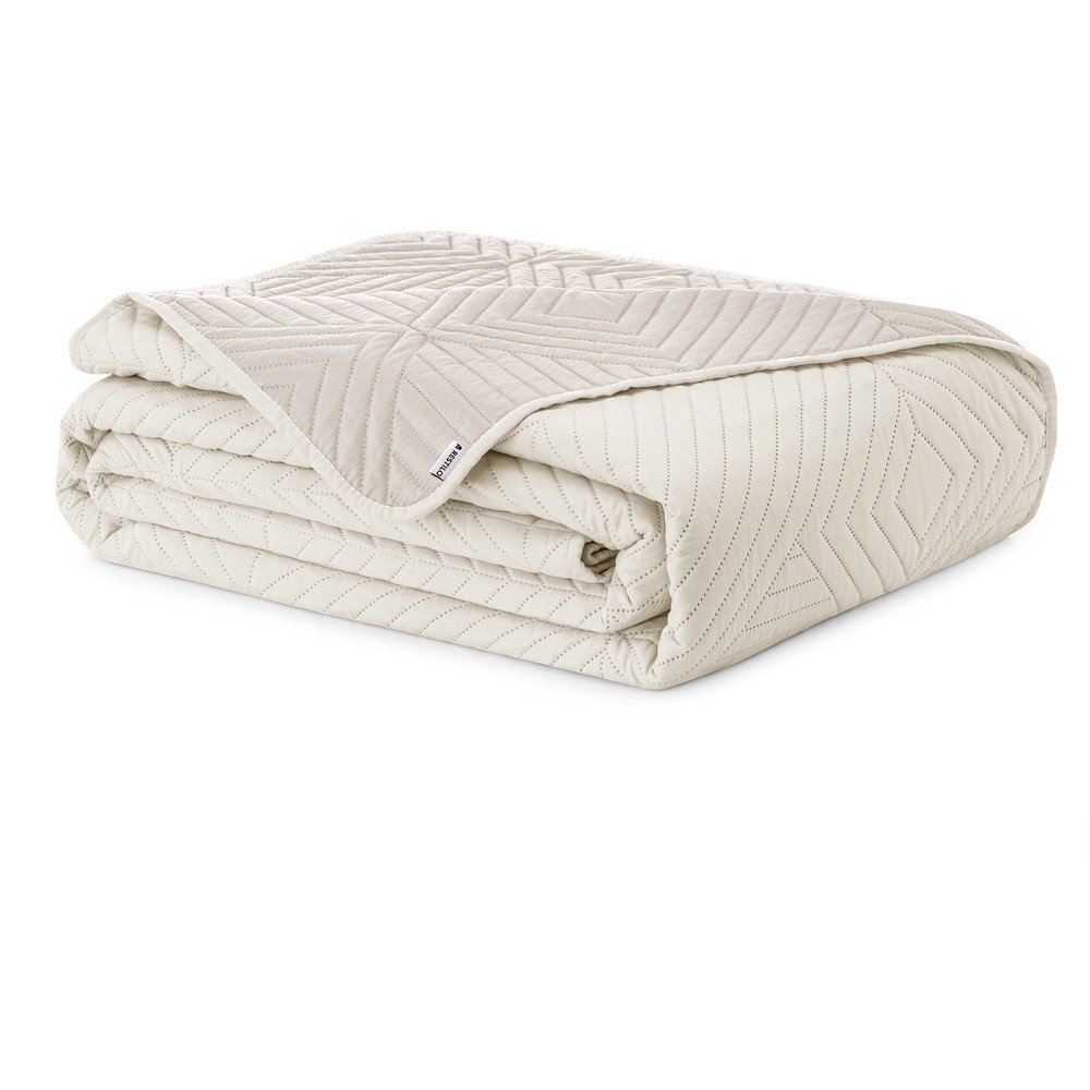 Krémový prešívaný pléd z mikrovlákna 220x240 cm Softa – Restilo