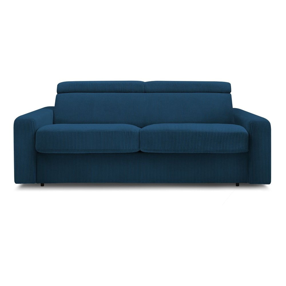 Tmavomodrá menčestrová rozkladacia pohovka 195 cm Monaco – Bobochic Paris