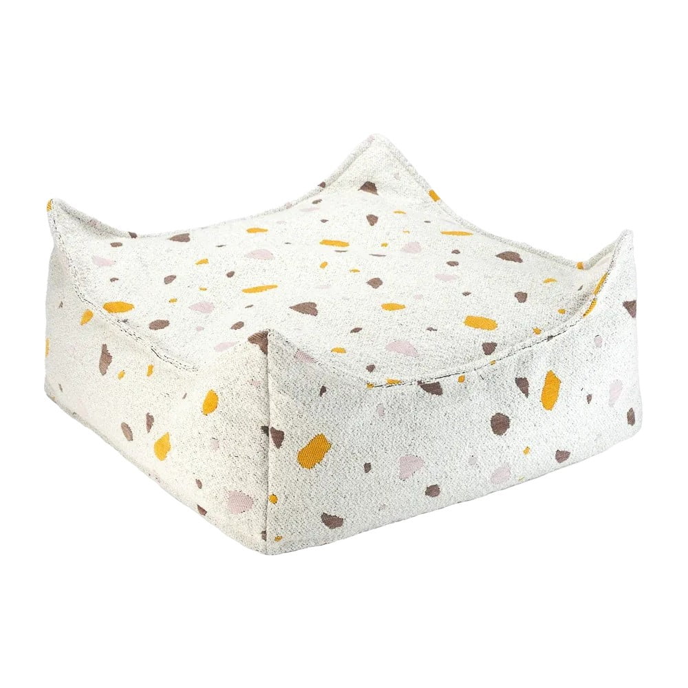 Biely detský sedací vak z textílie buklé/ženilkový Terrazzo Square – Wigiwama