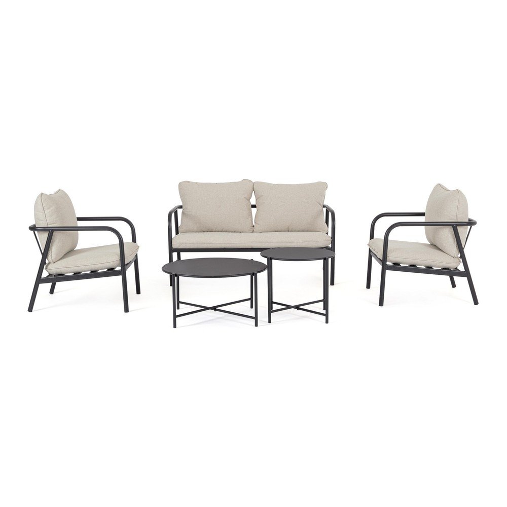 Béžová oceľová záhradná lounge súprava pre 4 záhradný  Ostuni – Bizzotto