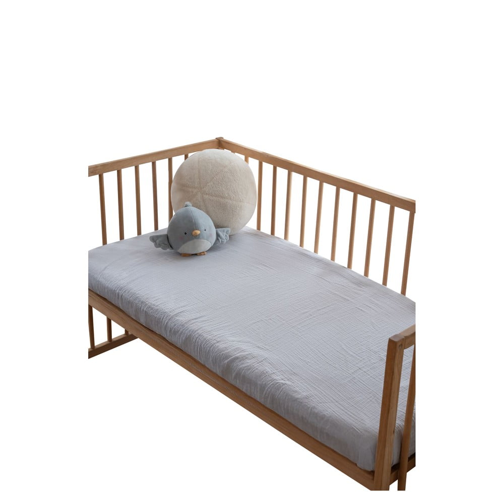 Sivá napínacia mušelínová detská plachta do postieľky 60x120 cm Burumcuk – Mijolnir