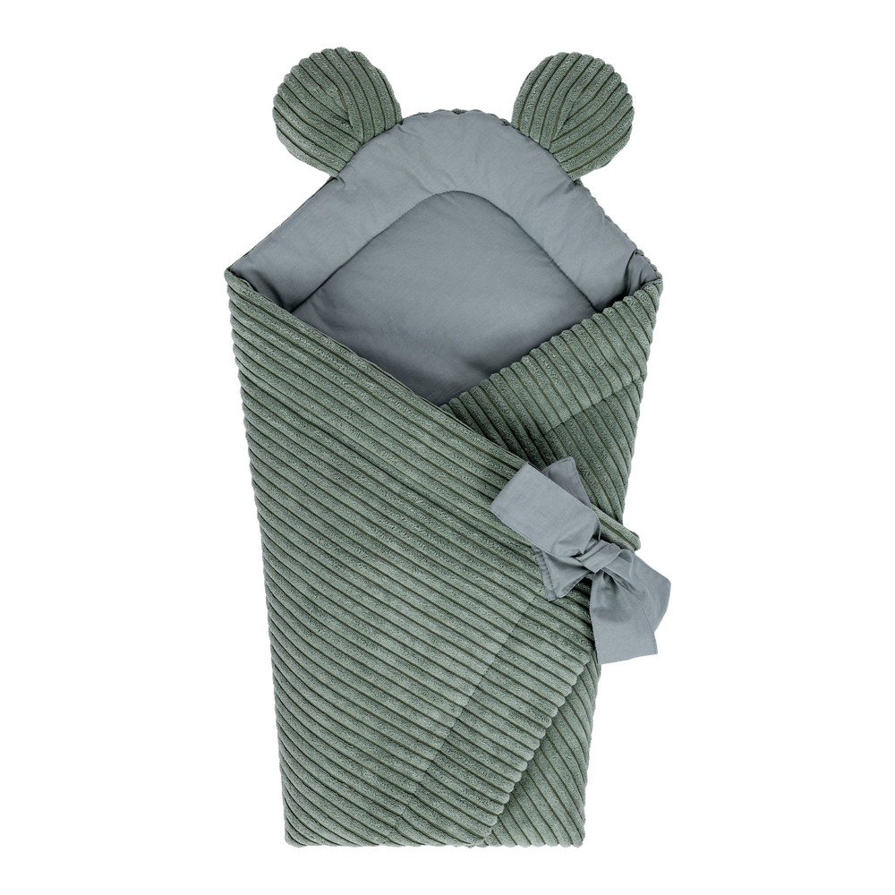 Zelená menčestrová detská zavinovačka 35x65 cm – Meowbaby