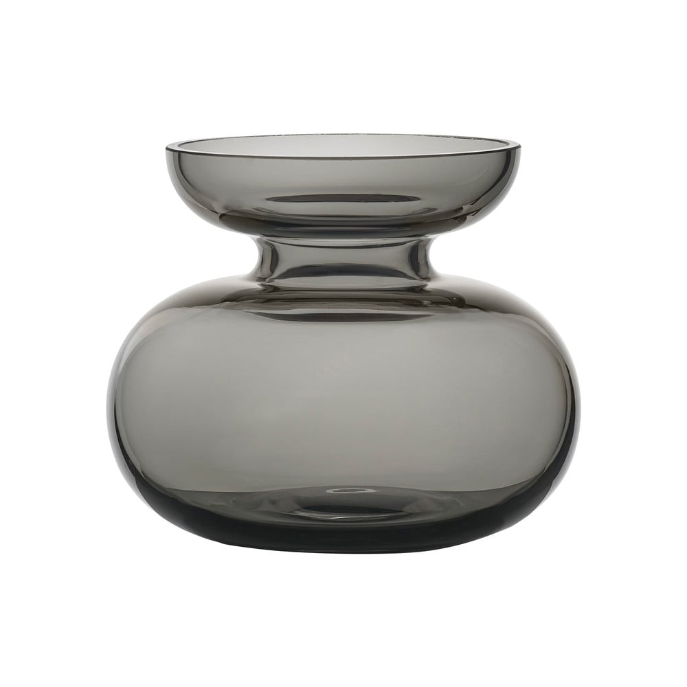 Svetlosivá sklenená ručne vyrobená váza (výška 9 cm) Inu – Zone