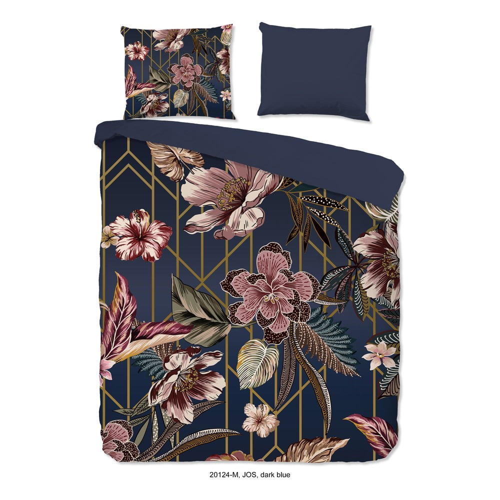 Tmavomodré obliečky na dvojlôžko/predĺžené z mikrovlákna 200x220 cm Jos – Good Morning