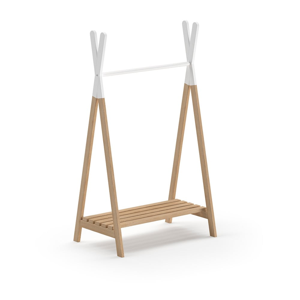 Detský vešiak z borovicového dreva v bielo-prírodnej farbe KIDDY - Vipack