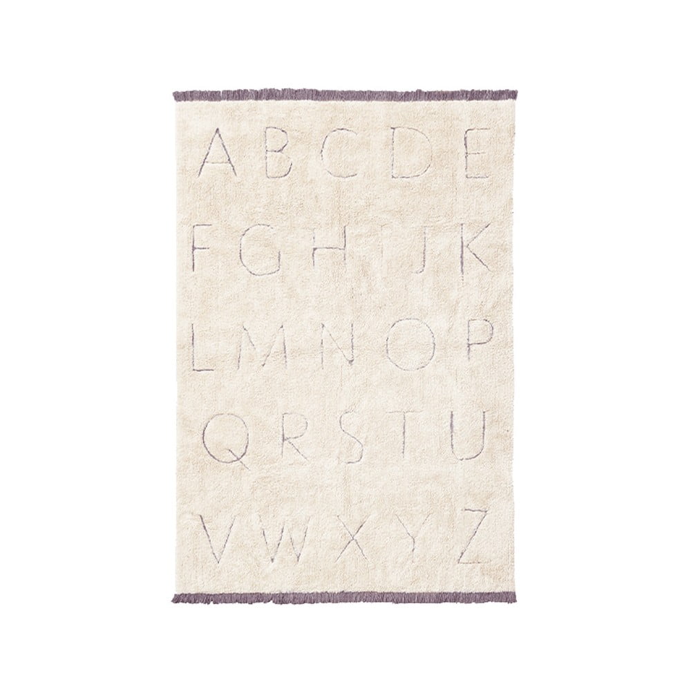 Krémový prateľný ručne tkaný bavlnený detský koberec 90x130 cm ABC – Lorena Canals