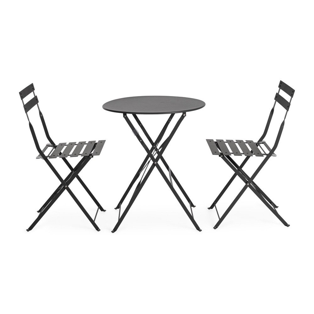 Antracitová oceľová záhradná jedálenská súprava pre 2 Austin – Bizzotto