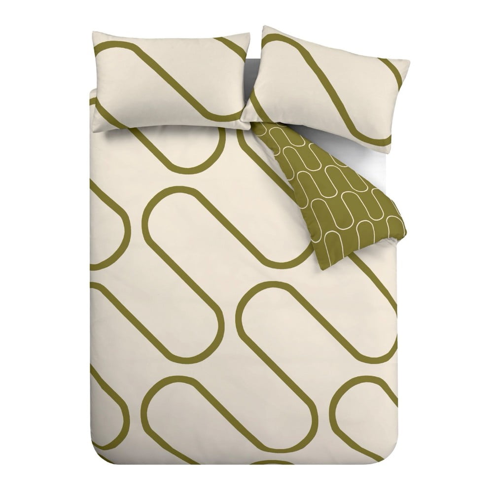 Kaki/béžové obliečky na dvojlôžko 200x200 cm Linear Curve – Catherine Lansfield